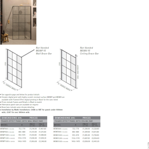 Matki-ONE Wet Room Panel with Black Framed Effect MOWP