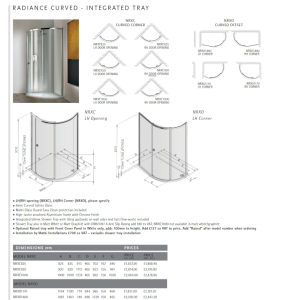 Matki – Radiance Curved Offset Shower Enclosure with Shower Tray NRXO