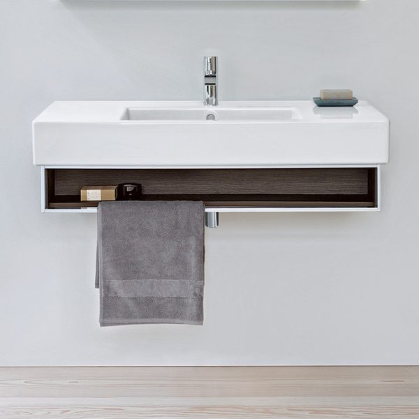 Vero 1 Open Compartment Wall Mounted, Bathroom Vanity Unit With Towel Rail