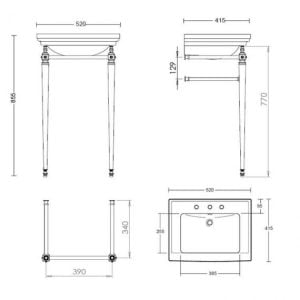 Astoria Deco Cloak basin stand with towel rail SPEC