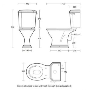 Astoria Deco Close Coupled Toilet- SPEC