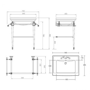 Astoria Deco Large basin stand with Glass Shelf- SPEC