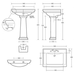 Imperial Astoria Black Large Basin and Pedestal- SPEC