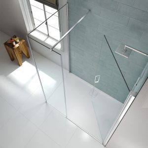 8-Series-Frameless-Pivot-Door-with-Side-Panel_OVERHEAD_OPEN_INWARD_RGB