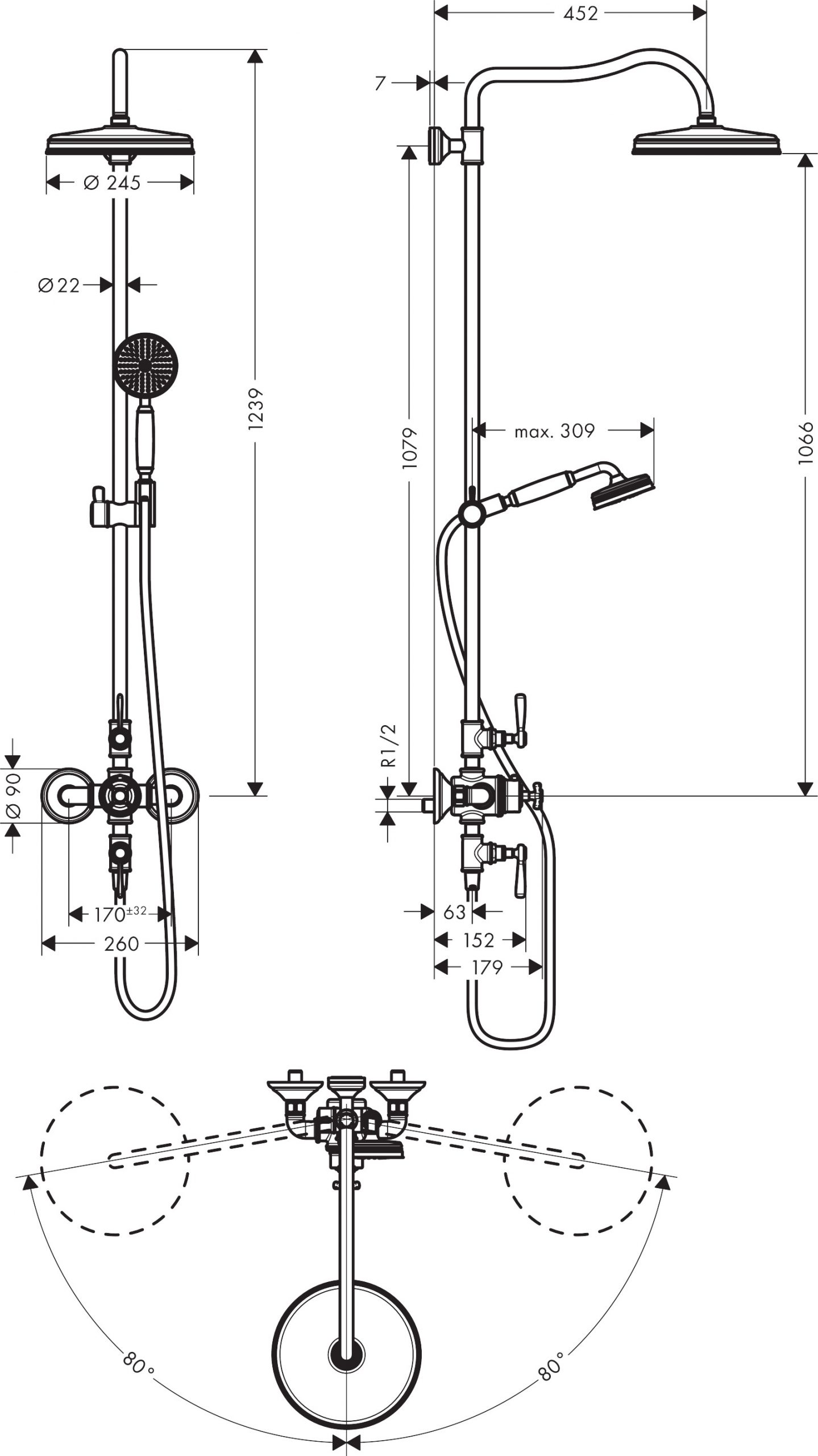 Axor - Montreux Showerpipe With Thermostatic Mixer - RSF Bathrooms