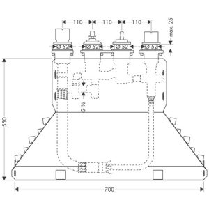 Basic set for 4-hole rim mounted thermostatic bath mixer 1