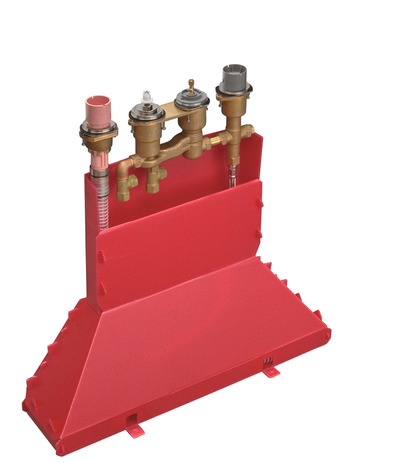 Basic set for 4-hole rim mounted thermostatic bath mixer