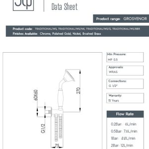 JTP - Grosvenor Water Outlet Hand Shower - spec
