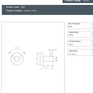 JTP-INOX Inox Double Robe Hook -IX161-spec