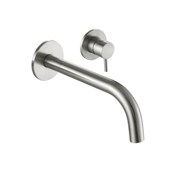 JTP- Inox 2 Hole Wall Mounted Basin Mixer Short 250mm - IX092
