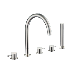 JTP - Inox 5-Hole Bath Shower Mixer Tap with Diverter and Extractable Handset