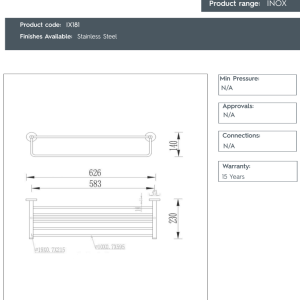 JTP - Inox Towel Rail With Bar - IX181-spec