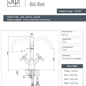 JTP - SOLEX Mono Deck Mounted Swivel Spout Basin Mixer - spec