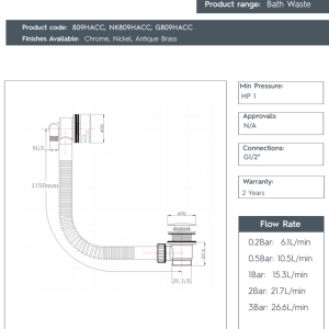 JTP - Slimline Exofil, 60Cm - 809HACC-spec