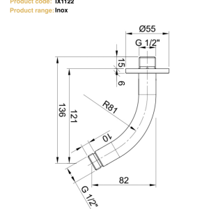 JTP – Inox Round Short Wall Shower Arm - IX1122