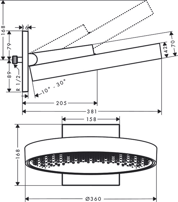 Hansgrohe FinishPlus - Rainfinity Overhead Shower 360 1 jet with 