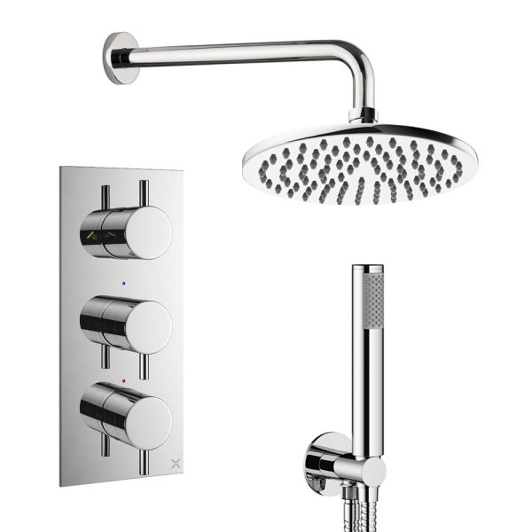 Crosswater - Design Shower Set 7 with 200mm Wall Mounted Overhead & Handset -DESET7C200