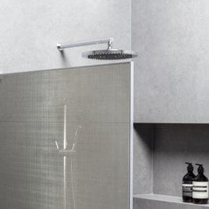 EAUZONE FRAMED WET ROOM PANEL WITH MESH GLASS SILVER