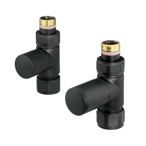 Zehnder – Straight Manual Radiator VALVE-SET-26 – Matt Black