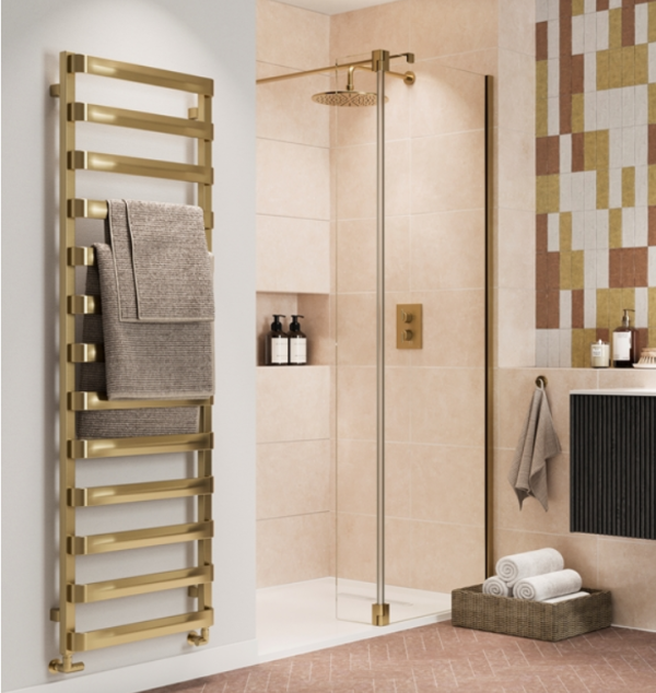 Crosswater Air Heated Towel Rail 500 x 1630mm - Brushed Brass