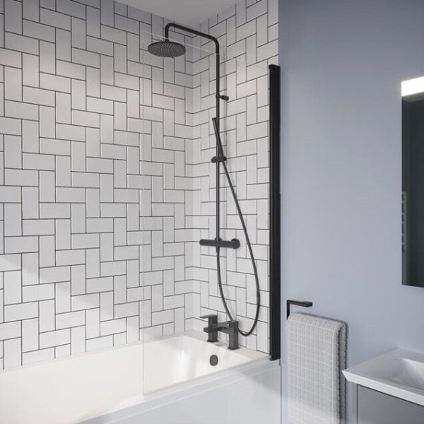 Crosswater - Clear 6 Hinged Bath Screen Matt Black