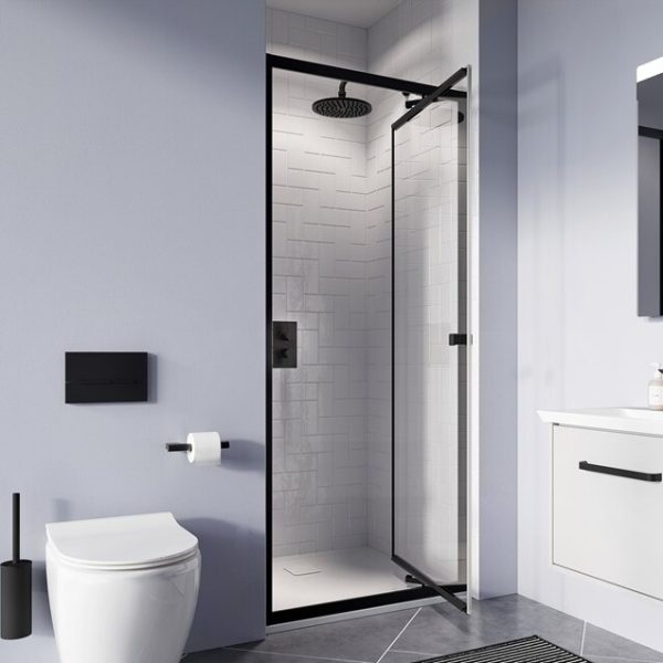 Crosswater - Clear 6 Infold Shower Door in Black