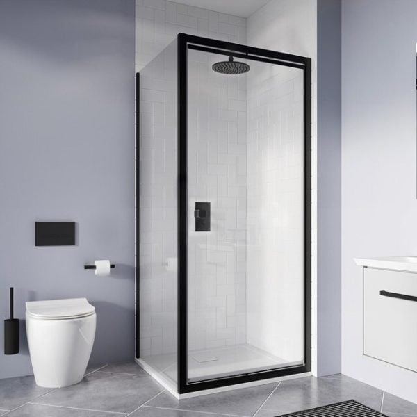 Crosswater - Clear 6 Infold Shower Enclosure in Black