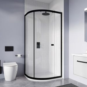 Crosswater - Clear 6 Single Door Quadrant Shower Enclosure in Black