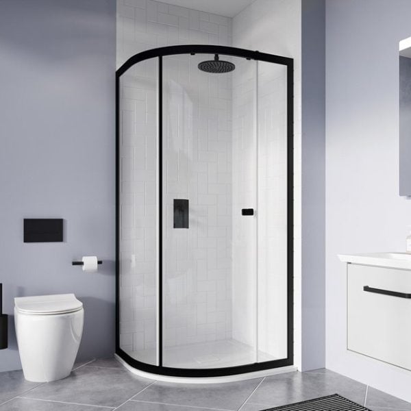 Crosswater - Clear 6 Single Door Quadrant Shower Enclosure in Black
