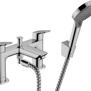 Hansgrohe - Logis 2-hole rim mounted bath mixer with diverter valve and Vernis Blend hand shower Vario