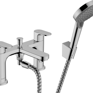 Hansgrohe - Rebris S 2-hole rim mounted bath mixer with diverter valve and Vernis Blend hand shower Vario