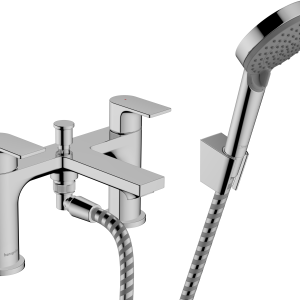 Hansgrohe - Rebris E 2-hole rim mounted bath mixer with diverter valve and Vernis Blend hand shower Vario
