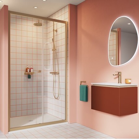 Crosswater - Clear 6 Single Sliding Shower Door in Brushed Brass