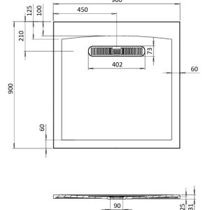 Crosswater - Vito Square Shower Tray 25mm with Linear Waste 900mm x 900mm - spec