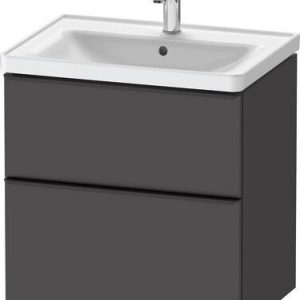 Duravit D Neo Double Drawer Wall Mounted Vanity Unit 635mm Graphite Matt 236765