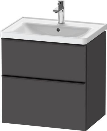 Duravit D Neo Double Drawer Wall Mounted Vanity Unit 635mm Graphite Matt 236765