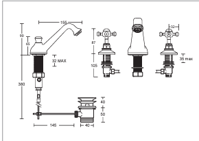 Imperial - Lichfield 3 Hole Basin Mixer tech