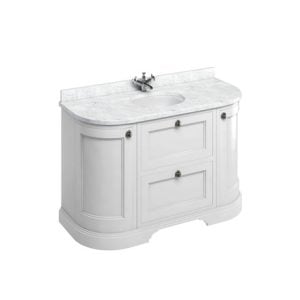 Burlington - Freestanding 1340mm Curved Vanity Unit with Drawers in Matt White - FC4W
