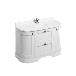 Burlington – Freestanding 1340mm Curved Vanity Unit with Drawers – Matt White