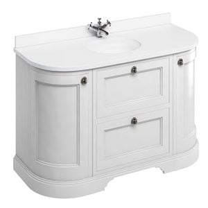Burlington - Freestanding 1340mm Curved Vanity Unit with Drawers in Matt White - FC4W(1)