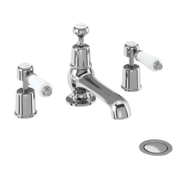 Burlington - Kensington 3 Hole Basin Mixer with Pop-Up Waste - KE29-QT