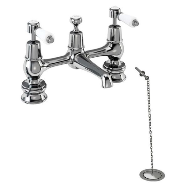 Burlington - Kensington Regal 2 Hole Bridge Basin Mixer with Plug & Chain - KER10-QT