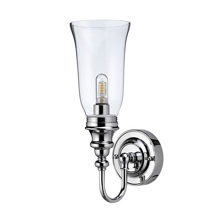 Burlington - LED Bathroom Ornate Wall Light with Chrome Base & Clear Glass Vase Shade - ELBL24