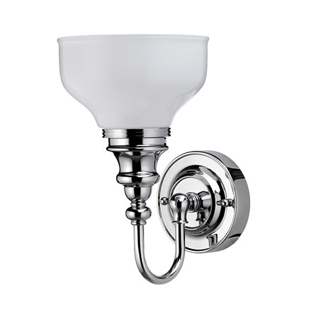 Burlington - LED Bathroom Ornate Wall Light with Chrome Base & Opal Glass Shade - ELBL21