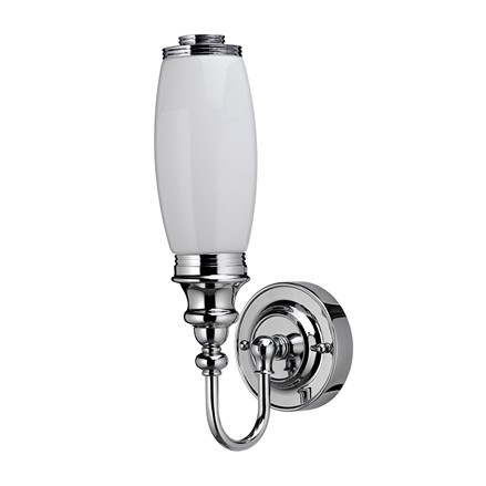 Burlington - LED Bathroom Ornate Wall Light with Chrome Base & Opal Glass Tube Shade - ELBL23
