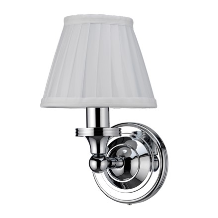 Burlington - LED Bathroom Round Wall Light with Chrome Base & White Fine Pleated Shade - ELBL12