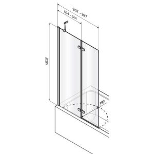 Matki - Eleganza Inward Opening Two Panel Bath Screen - EIB925SC - spec