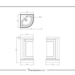 Burlington - 430mm Corner Vanity Unit in Matt White - FC7W - spec