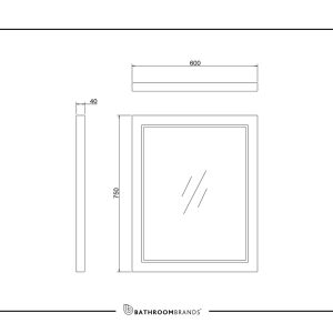 Burlington - 600mm Framed Mirror without LED in Matt White - M6OW - spec