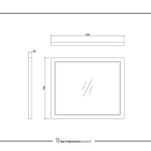 Burlington - 900mm Framed Mirror without LED in Matt White - M9OW - spec